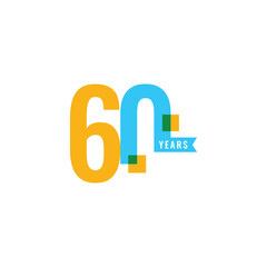 60 Years colorful Anniversary Number Collection Design Vector Template Illustration