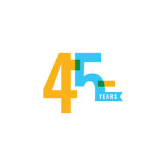 45 Years colorful Anniversary Number Collection Design Vector Template Illustration