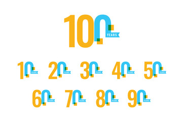 100 Years colorful Anniversary Number Collection Design Vector Template Illustration