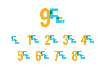 95 Years colorful Anniversary Number Collection Design Vector Template Illustration