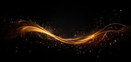 Obraz premium black background with gold swirl