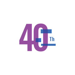 40 Th colorful Anniversary Number Collection Design Vector Template Illustration