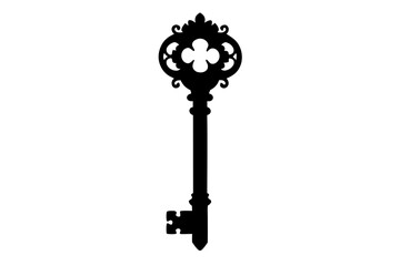 Old door key vector icon illustration isolated on white background