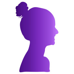 Woman Head Silhouette with Colorful Design Style. Isolated on White Background. Flat Vector Illustration