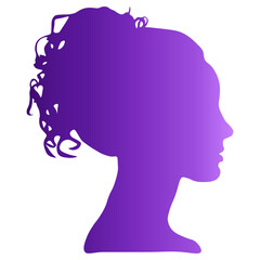 Woman Head Silhouette with Colorful Design Style. Isolated on White Background. Flat Vector Illustration