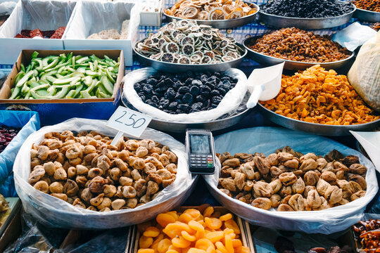 Dried fruit in a Local food market 