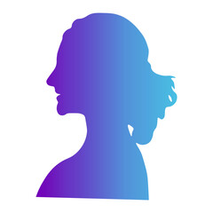 Woman Head Silhouette with Colorful Design Style. Isolated on White Background. Flat Vector Illustration