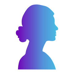 Woman Head Silhouette with Colorful Design Style. Isolated on White Background. Flat Vector Illustration