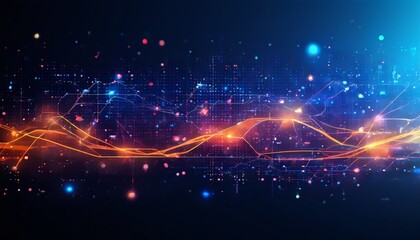 Fototapeta premium abstract technology background with glowing lines and dots