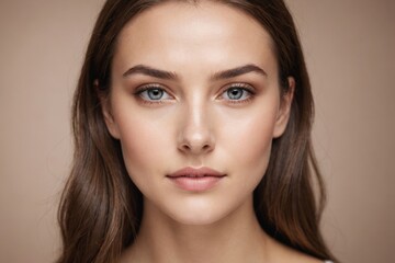 Obraz premium Skincare Beauty Spa Face of Woman with Healthy Skin, Natural Makeup