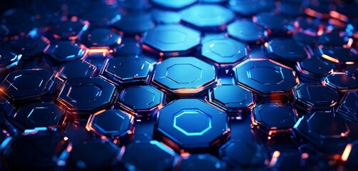 3d abstract background with shiny hexagons