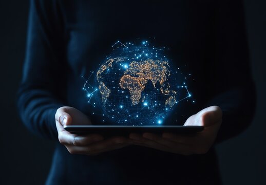 A person looking at different global news articles on a tablet, representing the informed and open-minded nature of global citizens, global citizenship, global awareness