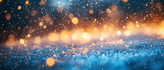 Fototapeta premium A tranquil snowfall under a white and blue spotlight.