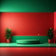 green plant in red room