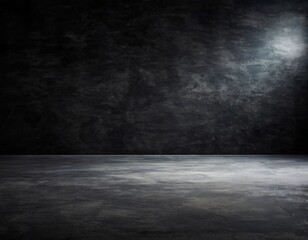 empty dark room with spotlights and concrete floor