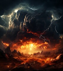 dark sky with lot lightning