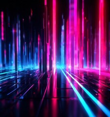 futuristic city with neon lights