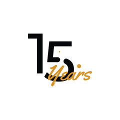 15 Years Anniversary Number simple design collection Vector Template Illustration