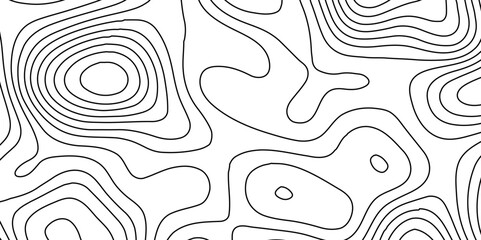 Fototapeta premium Abstract black & white topography on old paper-textured canvas.Abstract wavy and curved lines background.Abstract topographic contours map background, Vector contour topographic map.