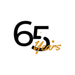 65 Years Anniversary Number simple design collection Vector Template Illustration