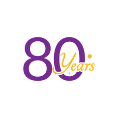 80 Years Anniversary Number simple design collection Vector Template Illustration
