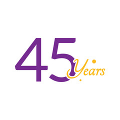 45 Years Anniversary Number simple design collection Vector Template Illustration