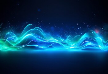 Fototapeta premium abstract blue background with glowing waves