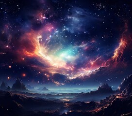 Naklejka premium colorful sky with nebula and stars