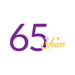 65 Years Anniversary Number simple design collection Vector Template Illustration