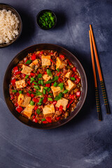 Mapo tofu, tofu in spicy mincemeat sauce.