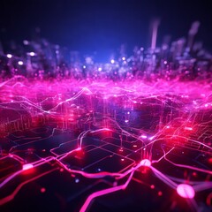 Obraz premium futuristic city with pink lights