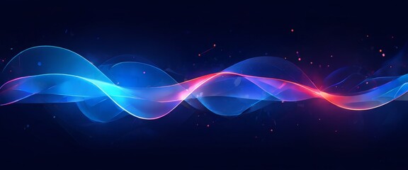 abstract blue and red waves on black background