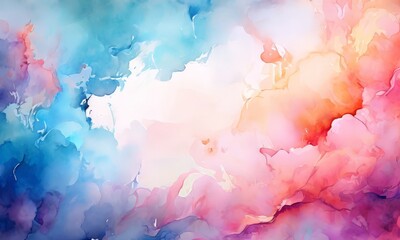 abstract watercolor background with blue, pink and orange colors
