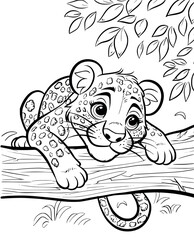 Obraz premium Leopard illustration coloring page for kids - coloring book