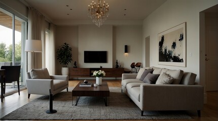 Living room in modern Scandinavian style