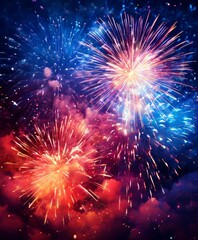 Fototapeta premium colorful fireworks on the sky background
