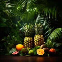 bunch fruit sitting on table