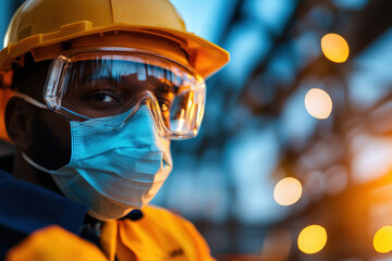 Fototapeta premium A safety officer demonstrating proper use of protective equipment