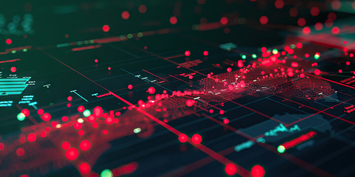 Financial Risk: A scatter plot with red and green dots, indicating areas of potential growth and threat to investments