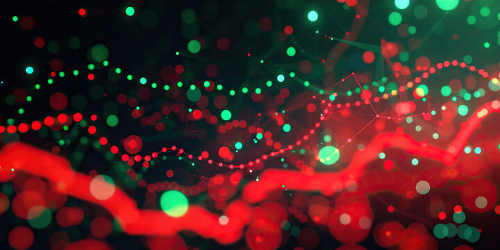 Financial Risk: A scatter plot with red and green dots, indicating areas of potential growth and threat to investments