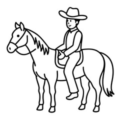 Cowboy on Horseback - Vector Illustration