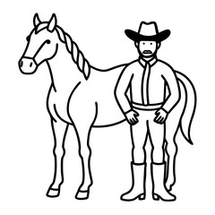 Cowboy on Horseback - Vector Illustration