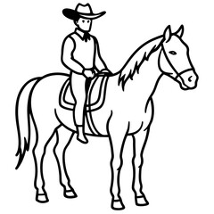 Obraz premium Cowboy on Horseback - Vector Illustration