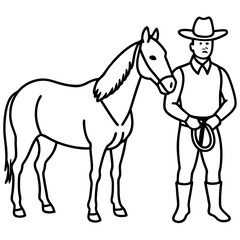 Cowboy on Horseback - Vector Illustration