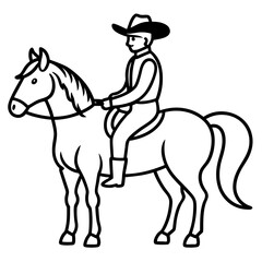 Cowboy on Horseback - Vector Illustration