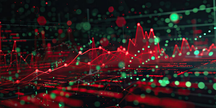 Financial Risk: A scatter plot with red and green dots, indicating areas of potential growth and threat to investments