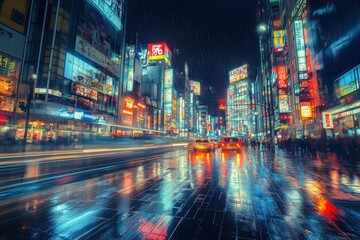 Obraz premium Rainy Night in the City
