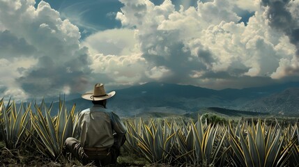 AGAVE PLANTATION. BACKGROUND. WALLPAPER  