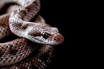 Obraz premium Close-up of a colorful snake with detailed scales and black background