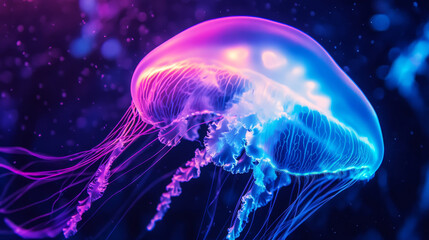 Vibrant Jellyfish Glowing in the Ocean Depths